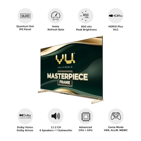 Vu 139cm (55 inches) Masterpiece Frame Series 4K QLED TV 55MASTERPIECE (Armani Gold) - Image 2