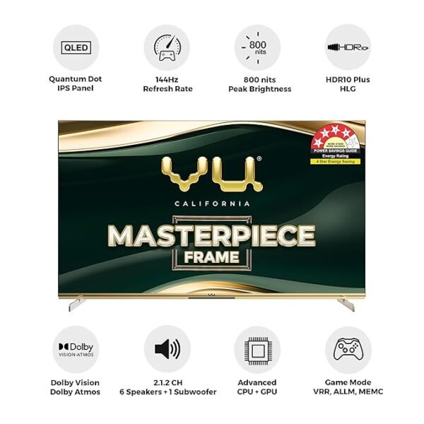 Vu 189cm (75 inches) Masterpiece Series 4K QLED TV 75QMP (Armani Gold) - Image 2