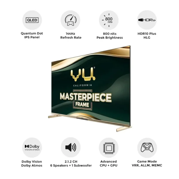 Vu 164cm (65 inches) Masterpiece Frame Series 4K QLED TV 65MASTERPIECE (Armani Gold) - Image 2