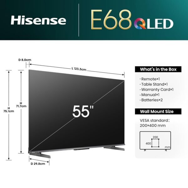 Hisense 139 cm (55 inches)  4K Ultra HD Smart Google QLED TV - Image 4