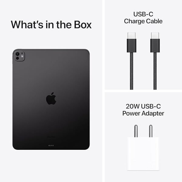 Apple iPad Pro 13″ (M4): Ultra Retina XDR Display, 256GB, Landscape 12MP Front Camera / 12MP Back Camera, LiDAR Scanner, Wi-Fi 6E, Face ID, All-Day Battery Life, Standard Glass — Cellular Space Black - Image 7